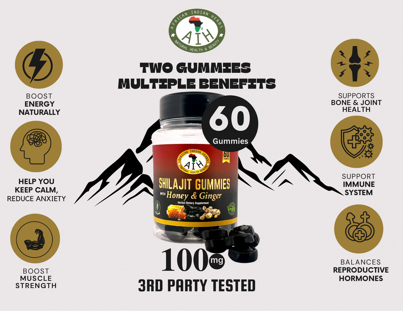 Gomitas de jengibre y shilajit